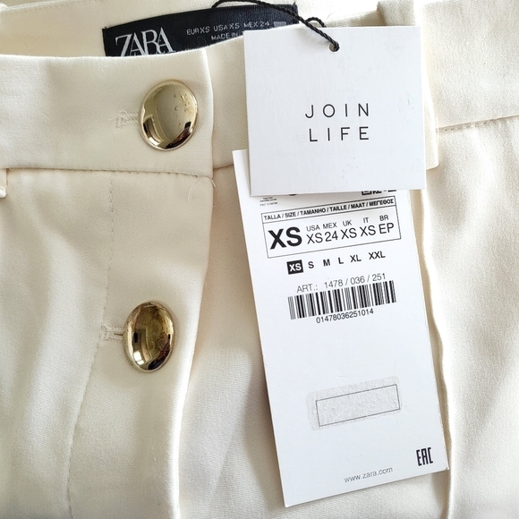 Zara High Waist Buttoned Front White Bermuda Shorts NWT X-Small - Picture 7 of 8